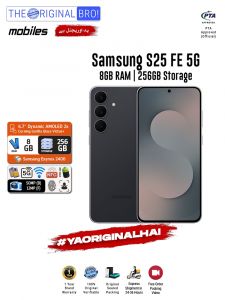 Samsung S25 FE 5G - 8GB RAM - 256GB Storage - Easy Monthly Installments - PTA Approved - 1 Year Official Warranty - The Original Bro Mobiles - TOB70